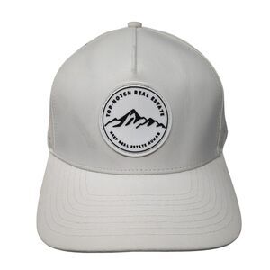 Top Notch Real Estate Snapback Hat White Cream Adjustable Zipped Black Hawk